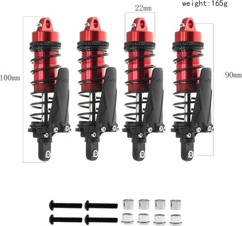REDSPIDER RC Shock Absorber Set With mudguard（4pcs）Multiple specifications to choose from， for TRAXXAS 1/10 Slash Remo Hobby HuanQi 727 Short Truck RC Car ﻿ (Red（90mm）) in Saudi Arabia
