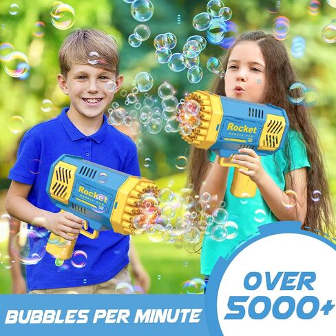 Dolanus Bubble Gun 2 Pack with 2 Bottles Bubble Solution, 40-Hole Light Up Dip Bubble Machine for Kids, Bubble Toy for 3 4 5 6 7 8 Years Old Boys Outdoor Indoor Kid Birthday Wedding Party(2*Blue) in Kuwait