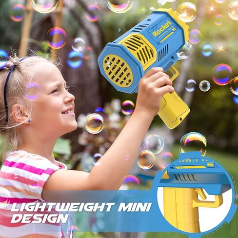 Dolanus Bubble Gun 2 Pack with 2 Bottles Bubble Solution, 40-Hole Light Up Dip Bubble Machine for Kids, Bubble Toy for 3 4 5 6 7 8 Years Old Boys Outdoor Indoor Kid Birthday Wedding Party(2*Blue) in Kuwait