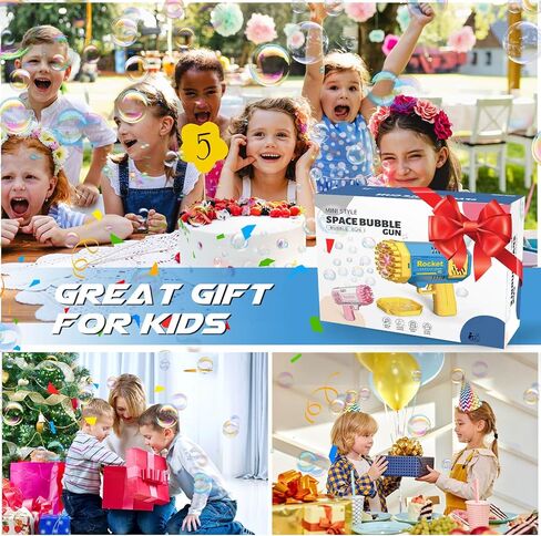Dolanus Bubble Gun 2 Pack with 2 Bottles Bubble Solution, 40-Hole Light Up Dip Bubble Machine for Kids, Bubble Toy for 3 4 5 6 7 8 Years Old Boys Outdoor Indoor Kid Birthday Wedding Party(2*Blue) in Kuwait