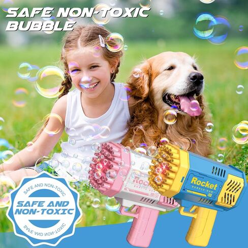 مسدس فقاعات دولانوس عبوتين مع زجاجتين من محلول الفقاعات، آلة فقاعات غمس مضيئة بـ 40 فتحة للأطفال، لعبة فقاعات للأطفال بعمر 3 4 5 6 7 8 سنوات للأولاد في الهواء الطلق وحفلات الزفاف وأعياد الميلاد (2 * أزرق) in Kuwait