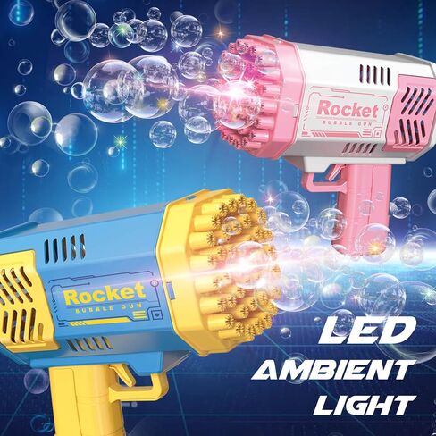 مسدس فقاعات دولانوس عبوتين مع زجاجتين من محلول الفقاعات، آلة فقاعات غمس مضيئة بـ 40 فتحة للأطفال، لعبة فقاعات للأطفال بعمر 3 4 5 6 7 8 سنوات للأولاد في الهواء الطلق وحفلات الزفاف وأعياد الميلاد (2 * أزرق) in Kuwait