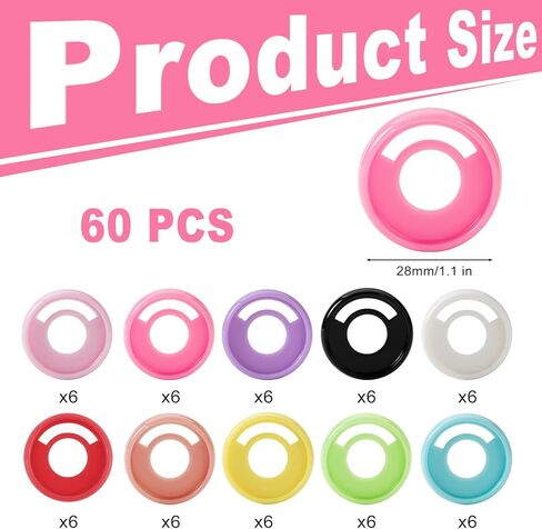 60 Pcs Discbound Expansion Discs, 1.1 inches Multicolor Plastic Binder Rings Discs Book Binding Discs for DIY Notebooks and Planner Scrapbooking Supplies in Kuwait