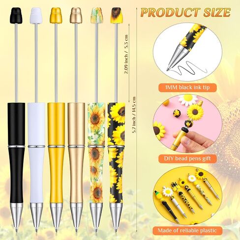 24 Pcs Beadable Pens Bulk Cow Print DIY Pink Plastic Beaded Black Ink Ballpoint Pens for Students Teachers Gifts Office School Supplies(Cow) in Kuwait