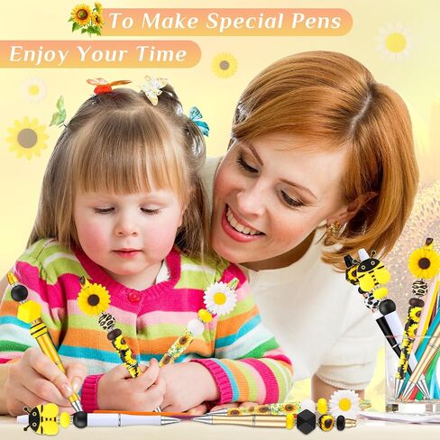 24 Pcs Beadable Pens Bulk Cow Print DIY Pink Plastic Beaded Black Ink Ballpoint Pens for Students Teachers Gifts Office School Supplies(Cow) in Kuwait