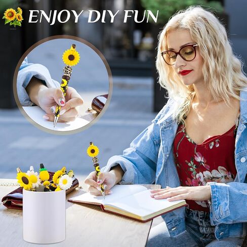 24 Pcs Beadable Pens Bulk Cow Print DIY Pink Plastic Beaded Black Ink Ballpoint Pens for Students Teachers Gifts Office School Supplies(Cow) in Kuwait