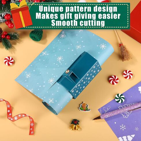 lasuroa Wrapping Paper Cutter, Gift Wrap Cutter Christmas Paper Cutter Slicing Tool Wrapping Paper Roll Cutter Slider for Xmas Birthday Holiday Weddings Gifts Crafts Wrapper Supplies (Blue) in Saudi Arabia