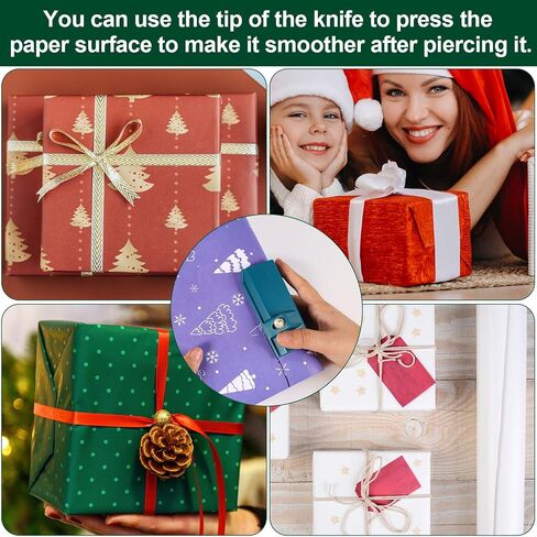 lasuroa Wrapping Paper Cutter, Gift Wrap Cutter Christmas Paper Cutter Slicing Tool Wrapping Paper Roll Cutter Slider for Xmas Birthday Holiday Weddings Gifts Crafts Wrapper Supplies (Blue) in Saudi Arabia