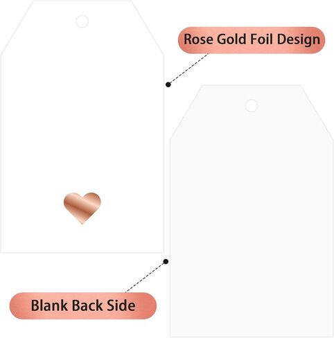 Anwyll Gift Tags with String Attached,100Pcs Hang Paper Gift Wrap Tags Design with Rose Gold Heart,White Gift Bag Tags,Blank Gift Label Tags for Present Birthday Valentines Mothers Day Christmas Party in Saudi Arabia