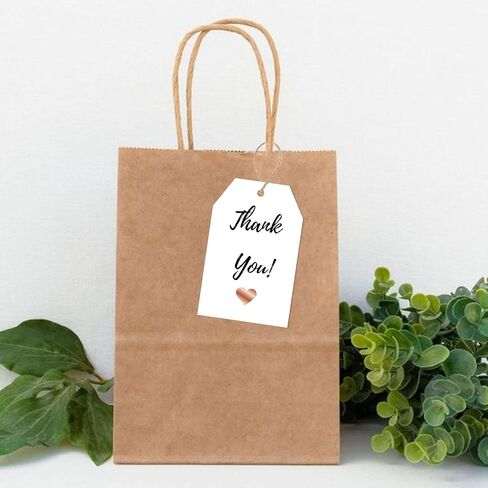Anwyll Gift Tags with String Attached,100Pcs Hang Paper Gift Wrap Tags Design with Rose Gold Heart,White Gift Bag Tags,Blank Gift Label Tags for Present Birthday Valentines Mothers Day Christmas Party in Saudi Arabia