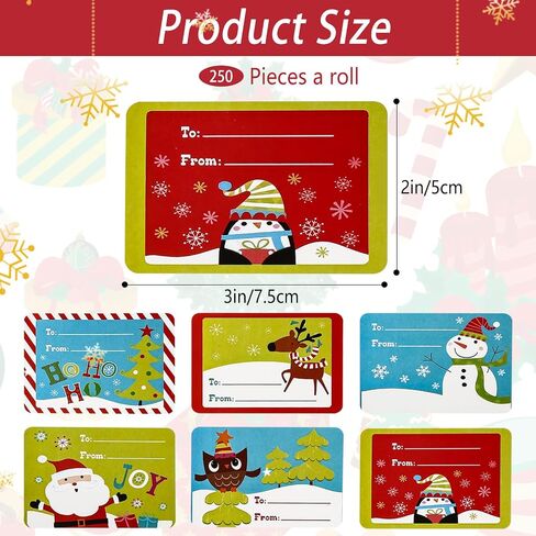 2024 New 250 Pcs Christmas Gift Tags Stickers for Presents, 2 x 3 Inch Christmas Presents Stickers, Christmas Santa Labels Self Adhesive Stickers for Holiday Decor, Xmas Name Tag Stickers for Gifts in Saudi Arabia