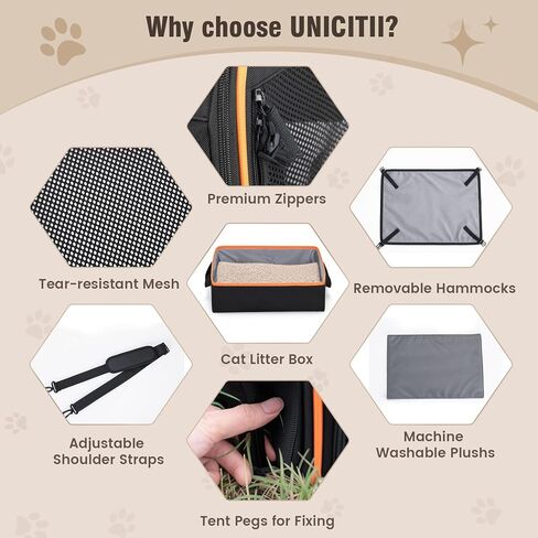 حاملة الحيوانات الأليفة للقطط والكلاب يصل وزنها إلى 30 رطلاً، مجموعة أقفاص الكلاب المحمولة للسفر بالسيارة مع صندوق الفضلات، وعاء للتخييم في الهواء الطلق in Kuwait