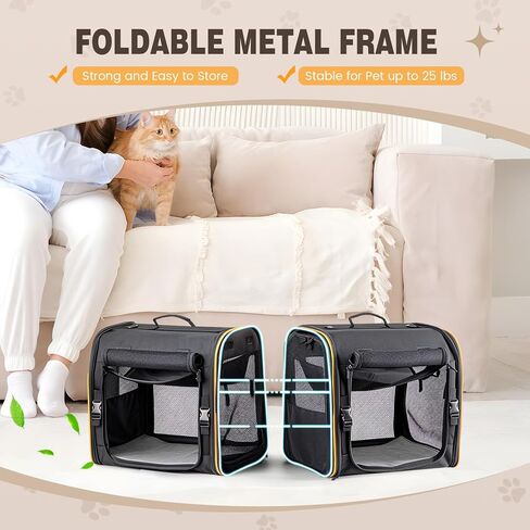 حاملة الحيوانات الأليفة للقطط والكلاب يصل وزنها إلى 30 رطلاً، مجموعة أقفاص الكلاب المحمولة للسفر بالسيارة مع صندوق الفضلات، وعاء للتخييم في الهواء الطلق in Kuwait