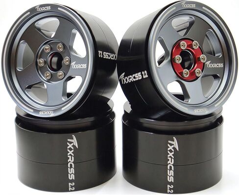 Adjustable 2 Offsets RC 2.2 Beadlock Wheels Rims Hub 1/10 Crawle Car Wheel Aluminum Upgrades for Gen8 Everest Gen 7 Pro / SCX10 Trx4m(4PC) (Black) in Kuwait