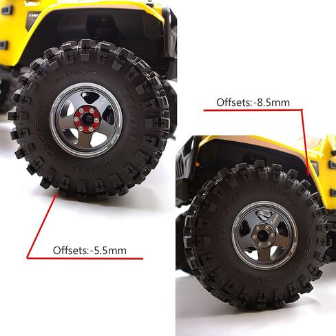 Adjustable 2 Offsets RC 2.2 Beadlock Wheels Rims Hub 1/10 Crawle Car Wheel Aluminum Upgrades for Gen8 Everest Gen 7 Pro / SCX10 Trx4m(4PC) (Black) in Kuwait