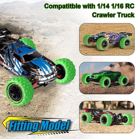 مجموعة إطارات العجلات GOUPRC 12 مم سداسية RC، 3.26 * 1.67 بوصة 4 قطع ملحقات إطارات التضاريس لمخلب المستنقع لشاحنة 1/14 1/16 RC Car Crawler Buggy Truck in Saudi Arabia