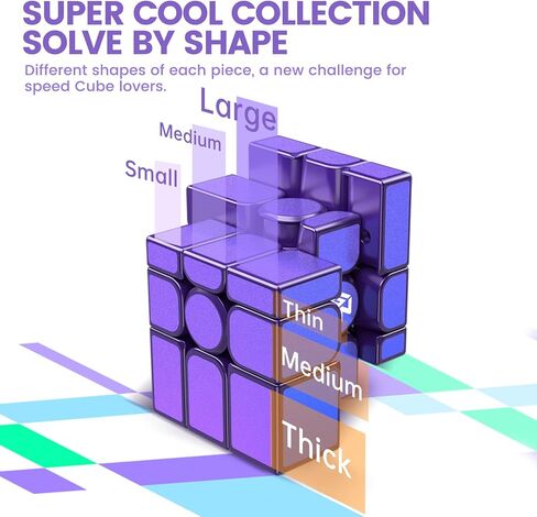 ملصق GAN MirrorM، 3x3x3 مغناطيسي 48 مغناطيس أرجواني بريق مرآة لامعة سرعة مكعب لغز ألعاب مغناطيس للأطفال والكبار، قطع الزوايا، حل حسب الشكل in Kuwait