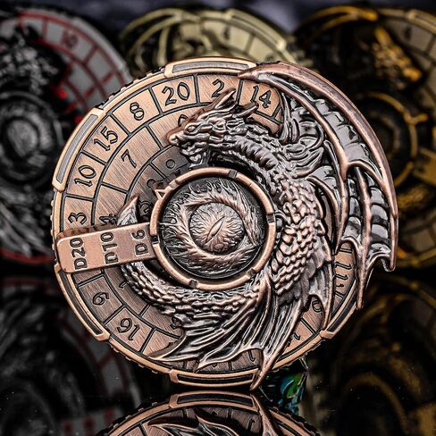 KERWELLSI 7 in 1 Fidget Spinner for DND Dice Set, Metal Roulette D&D Dice with Gift Box, Dungeons and Dragons RPG Role Playing Gaming Dice Antique Cyan in Saudi Arabia