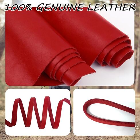 LWBMG 4ft Leather Dog Leash for Small Dogs, Genuine Leather Leash for Small & Medium Dogs, Red in Kuwait