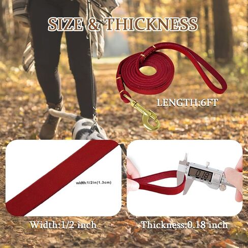 LWBMG 4ft Leather Dog Leash for Small Dogs, Genuine Leather Leash for Small & Medium Dogs, Red in Kuwait