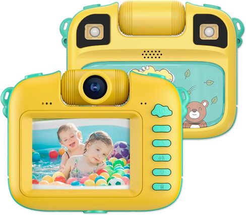 Contixo KC1 Waterproof Kids Camera - Camera for Kids, 1080P Video Underwater Camera with Silicone Cover & Puzzle Games, IP68, 2.4" Selfie Toddler Camera Toys for 3-12 Years Old Girls Boys, Yellow in Saudi Arabia