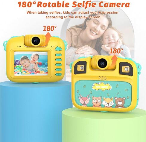 Contixo KC1 Waterproof Kids Camera - Camera for Kids, 1080P Video Underwater Camera with Silicone Cover & Puzzle Games, IP68, 2.4" Selfie Toddler Camera Toys for 3-12 Years Old Girls Boys, Yellow in Saudi Arabia