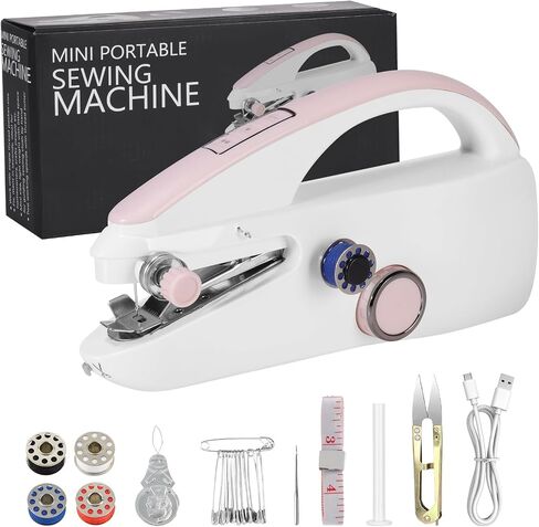 Sewing Machine, Handheld Sewing Machine for Beginners, Two Speed Adjustment Electric Mini Sewing Machine, Easy to Use and Fast Stitch Suitable for Clothes,Fabrics, DIY Home Travel (Pink) in Saudi Arabia