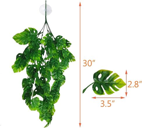 Reptile Plants 3 PCS Hanging Terrarium Plant with Suction Cup Fake Amphibian Plants for Bearded Dragons,Lizards,Geckos,Snake and Hermit Crab Tank Habitat Decorations 30 inches Green(Style 2) in Saudi Arabia