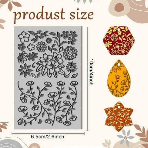 CHGCRAFT Flowers Bunch Clay Texture Mat Silhouette Mat Pattern Embroidery Pattern Clay for Making Earrings Jewelry Stamp Engraving Machines DIY Crafts, Flowers Bunch, 3.94x 2.56x 0.12inch in Saudi Arabia