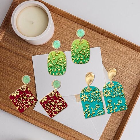 CHGCRAFT Flowers Bunch Clay Texture Mat Silhouette Mat Pattern Embroidery Pattern Clay for Making Earrings Jewelry Stamp Engraving Machines DIY Crafts, Flowers Bunch, 3.94x 2.56x 0.12inch in Saudi Arabia