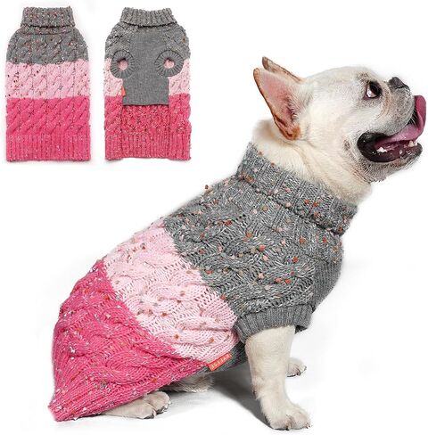KYEESE Color Block Dog Sweater for Small Dogs Turtleneck Thermal Knit in Kuwait