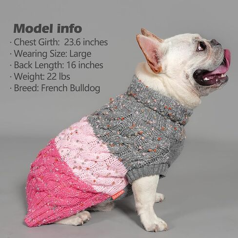 KYEESE Color Block Dog Sweater for Small Dogs Turtleneck Thermal Knit in Kuwait