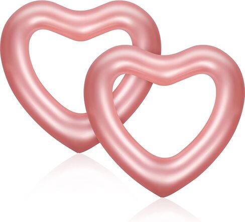 Sumind 2 Pieces Heart Pool Float, 47.3 x 39.4 Inch Inflatable Swim Rings Bachelorette Party Pool Float Tube, Heart Shaped Summer Swimming Ring, Water Beach Party for Adults in Saudi Arabia