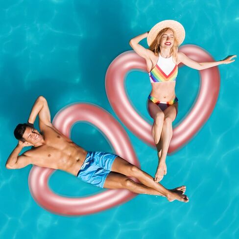 Sumind 2 Pieces Heart Pool Float, 47.3 x 39.4 Inch Inflatable Swim Rings Bachelorette Party Pool Float Tube, Heart Shaped Summer Swimming Ring, Water Beach Party for Adults in Saudi Arabia