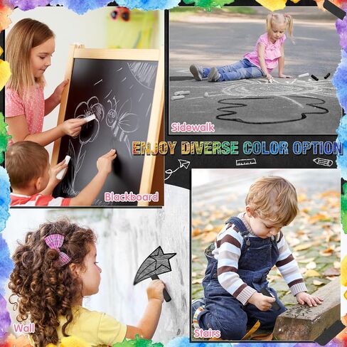 Crtiin 150 Pcs Washable Sidewalk Chalks Set in 30 Count Jumbo Sidewalk Chalk Black and White Chalk Bulk Non Toxic Giant Chalks for Kids Party Graffiti Classroom Drawing Painting Outdoor in Saudi Arabia