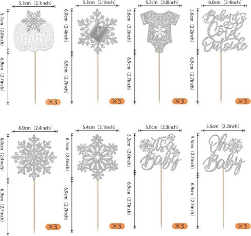 24 Pack Baby it's Cold Outside Cupcake Toppers Glitter It's a Baby Snowflake Cupcake Picks Oh Baby Baby Shower Feet Winter Forzen Kids Birthday Cupcake Decorations Party Supplies Silver in Kuwait