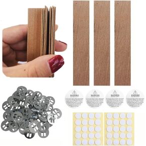 5.1in x 0.76in Wooden Wicks for Candle Making Wide Natural Candle Wood Wicks Candle Cores for DIY Candle Making Craft Wooden Wicks for Candle Making (30 Sets Stickers Included)