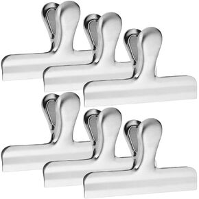 YuCool 6 Pack Chip Clips, Bag Clips,Stainless Steel Bag Clips for Food, Snack Food Bag Sealing Clips, Stainless Steel Paper Clamps Heavy Duty for Kitchen Food Packages and Office