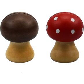 Enyuwlcm Wood Memo Holder Stand Suitable for Single Photo Picture Note Cute Mushroom Card Holder Office Home Decoration Brown and Red 2 Packs
