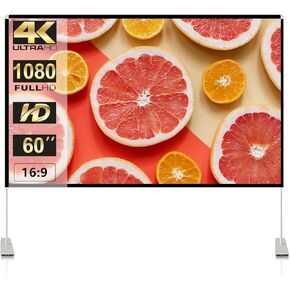 Projector Screen with Stand 120 inch Portable Projection Screen 16:9 4K HD Rear Front Projections Movies Screen with Carry Bag for Indoor Outdoor Home Theater Backyard Cinema Travel