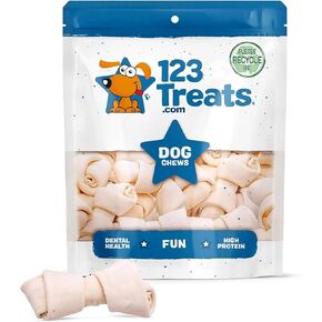 Dog Rawhide Bones: Rawhide Bones Chews 3-4" Premium Rawhide Dog Bones, Free Range Grass Fed Cattle with No Hormones, Additives or Chemicals, Tasty Long Lasting Chews for Dogs, Pack of 15