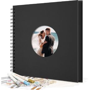 Vienrose سجل القصاصات الصغيرة 8x8 بوصة، DIY ألبومات الصور كتاب القصاصات 40 صفحة فارغة سوداء سميكة صفحات كرافت كتاب الذاكرة، لوازم سجل القصاصات لحفل زفاف الطفل الأسرة السفر in Kuwait