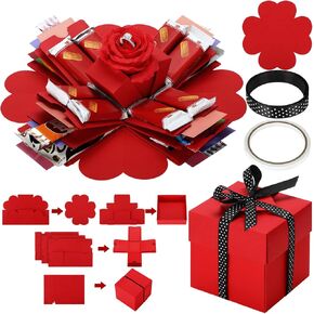 Christmas Explosion Box Gifts DIY Valentine's Day Explosion Gift Box with 4 Faces Love Memory Photo Box Creative Gift for Valentine's Day Wedding Anniversary Birthday
