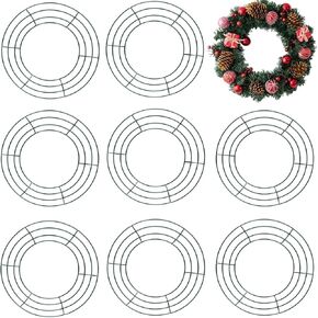 TIHOOD 10PCS 10" Metal Wreath Frame Green Wire Wreath Rings for Christmas New Year Party Home Decor DIY Crafts Supplies