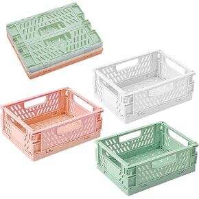 3 Pack Storage Crates, Collapsible Plastic Baskets for Organizing and Storage, Small Storage Bins for Desk Home Kitchen and Office Organization (7.9 x 5.9 x 3.5 in)