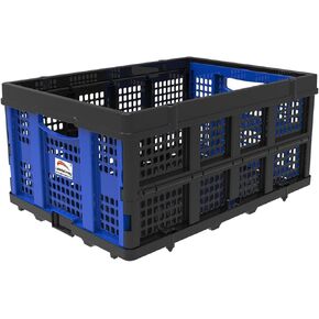 LEADALLWAY 50L Collapsible Plastic Storage Basket Specially Designed Brand Assembly Feasible Multiple Carts and Shopping Cart Foldable Storage Bin Organizer 110LBS,1Pack
