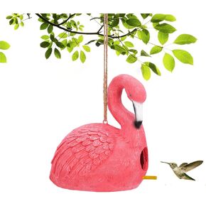BAYN Bird House for Outside, Hanging Handcrafted Hammock Gnome Resin Outdoor birdhouses Humming Bird, Bluebird, Wren, Camper Hanging Houses nest cage