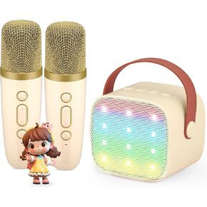 Kids Karaoke Machine, Kids Toys Birthday Gift for Girls, Mini Portable Bluetooth Speaker with 2 Wireless Microphone for Girl 5,6,7,8,10+Year Old(Pink)