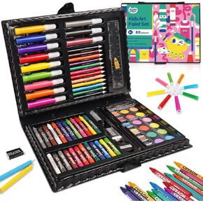 KIDDYCOLOR 211pcs Kids Art Supplies, Portable Painting & Drawing Art Kit for Kids with Oil Pastels, Crayons, Colored Pencils, Markers, Double Sided Trifold Easel Art Set for Girls Boys Teens 3-12