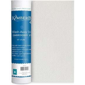 مثبت Kimberbell Wash Away - مثبت الغسيل للتطريز، مثبت خلفي لزج للتطريز الآلي، مثبت قابل للذوبان في الماء للتطريز، لفة يارد 20 بوصة × 5 بوصة، بدون بقايا in Kuwait
